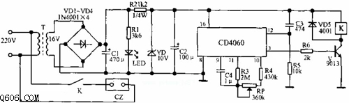 CD4060制作的时间控制器电路图