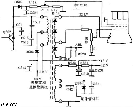 CS37-2机显像管馈电电路图