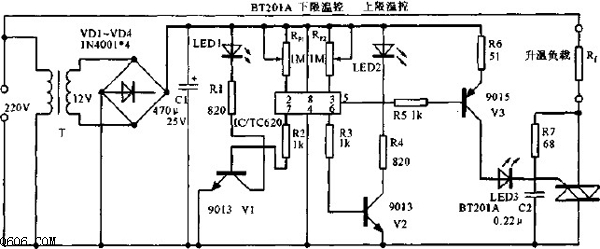 集成电路可调温控器电路图