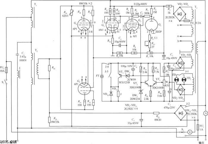 1kVA电子管交流稳压器电路图