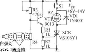 光束阻断报警器电路图