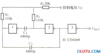 由CD4069制作压控振荡器电路图