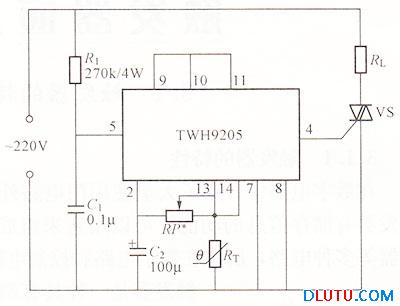 TWH9205温度控制器电路如图