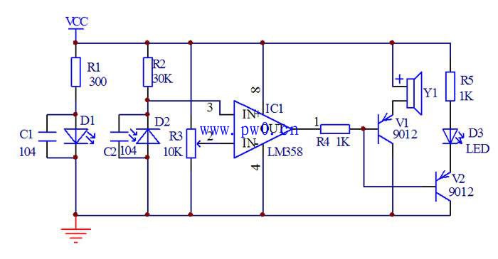 红外感应报警电路图设计与制作方法